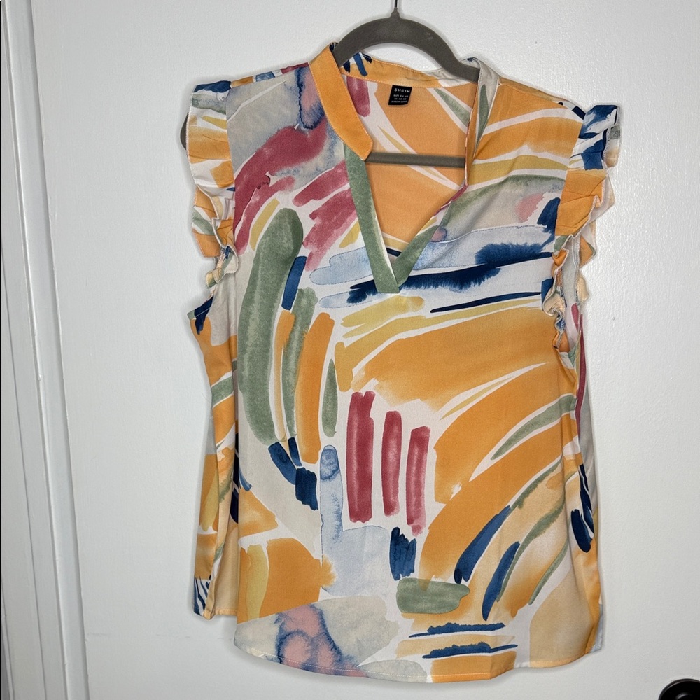 SHEIN Multicolor Abstract Print Blouse